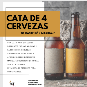 Cata 4 cervezas de Castellón con Maridaje